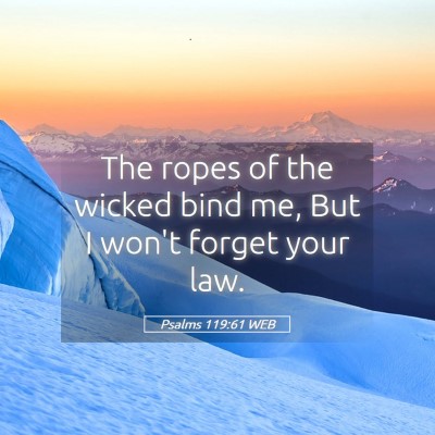 Picture 05 - Psalms 119:61 WEB - The ropes of the wicked bind me, But I won't - Bible Verse Picture