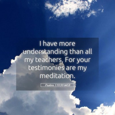Picture 05 - Psalms 119:99 WEB - I have more understanding than all my teachers, - Bible Verse Picture