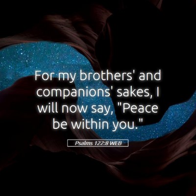 Picture 05 - Psalms 122:8 WEB - For my brothers' and companions' sakes, I will - Bible Verse Picture