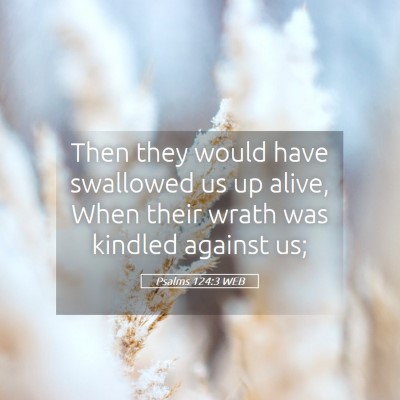 Picture 05 - Psalms 124:3 WEB - Then they would have swallowed us up alive, When - Bible Verse Picture