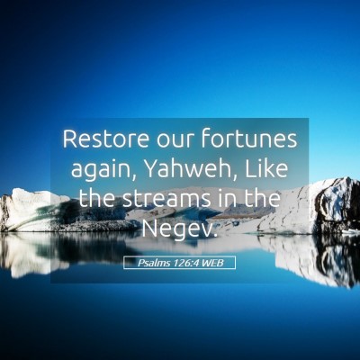 Picture 05 - Psalms 126:4 WEB - Restore our fortunes again, Yahweh, Like the - Bible Verse Picture
