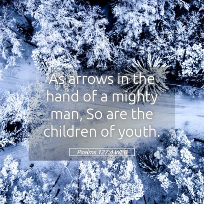 Picture 05 - Psalms 127:4 WEB - As arrows in the hand of a mighty man, So are the - Bible Verse Picture