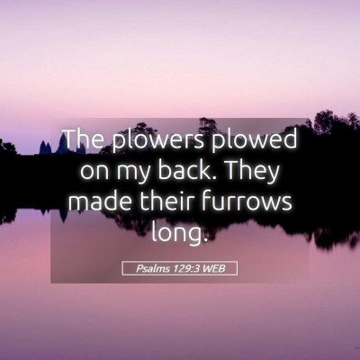 Picture 05 - Psalms 129:3 WEB - The plowers plowed on my back. They made their - Bible Verse Picture
