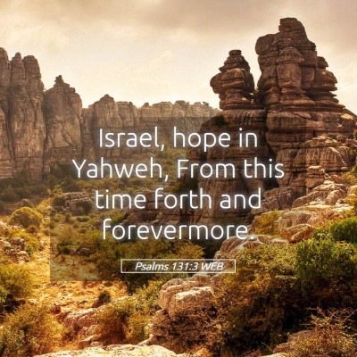 Picture 05 - Psalms 131:3 WEB - Israel, hope in Yahweh, From this time forth and - Bible Verse Picture