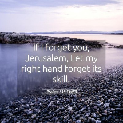 Picture 05 - Psalms 137:5 WEB - If I forget you, Jerusalem, Let my right hand - Bible Verse Picture
