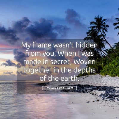 Picture 05 - Psalms 139:15 WEB - My frame wasn't hidden from you, When I was made - Bible Verse Picture