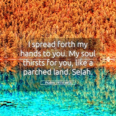 Picture 05 - Psalms 143:6 WEB - I spread forth my hands to you. My soul thirsts - Bible Verse Picture