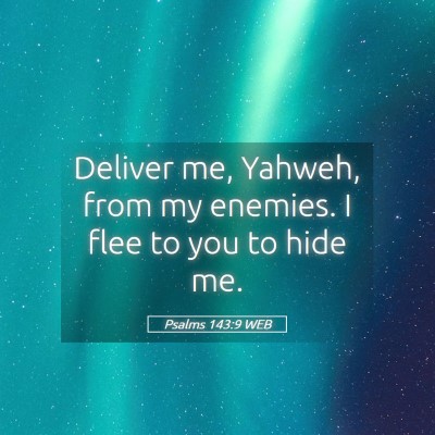 Picture 05 - Psalms 143:9 WEB - Deliver me, Yahweh, from my enemies. I flee to - Bible Verse Picture