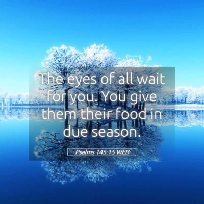 Picture 05 - Psalms 145:15 WEB - The eyes of all wait for you. You give them their - Bible Verse Picture