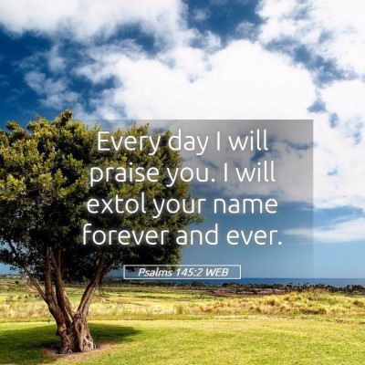 Picture 05 - Psalms 145:2 WEB - Every day I will praise you. I will extol your - Bible Verse Picture