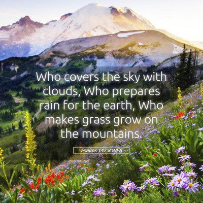 Picture 05 - Psalms 147:8 WEB - Who covers the sky with clouds, Who prepares rain - Bible Verse Picture