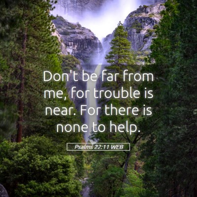Picture 05 - Psalms 22:11 WEB - Don't be far from me, for trouble is near. For - Bible Verse Picture