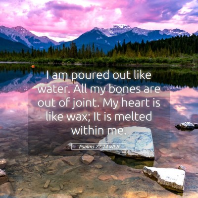 Picture 05 - Psalms 22:14 WEB - I am poured out like water. All my bones are out - Bible Verse Picture