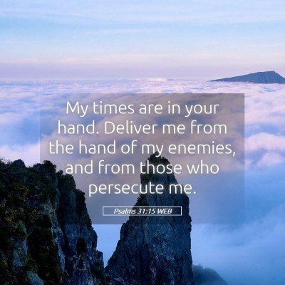 Picture 05 - Psalms 31:15 WEB - My times are in your hand. Deliver me from the - Bible Verse Picture