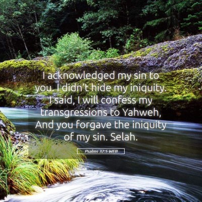 Picture 05 - Psalms 32:5 WEB - I acknowledged my sin to you. I didn't hide my - Bible Verse Picture