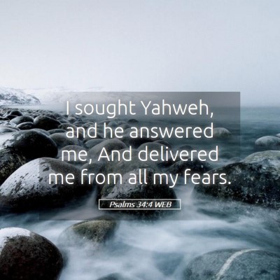 Picture 05 - Psalms 34:4 WEB - I sought Yahweh, and he answered me, And - Bible Verse Picture