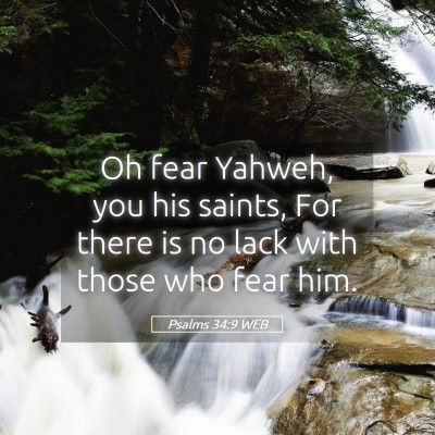 Picture 05 - Psalms 34:9 WEB - Oh fear Yahweh, you his saints, For there is no - Bible Verse Picture