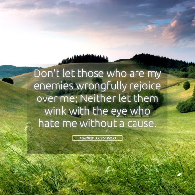 Picture 05 - Psalms 35:19 WEB - Don't let those who are my enemies wrongfully - Bible Verse Picture