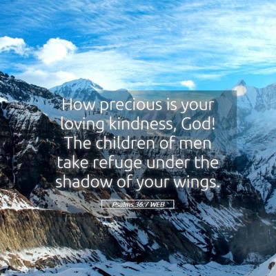 Picture 05 - Psalms 36:7 WEB - How precious is your loving kindness, God! The - Bible Verse Picture