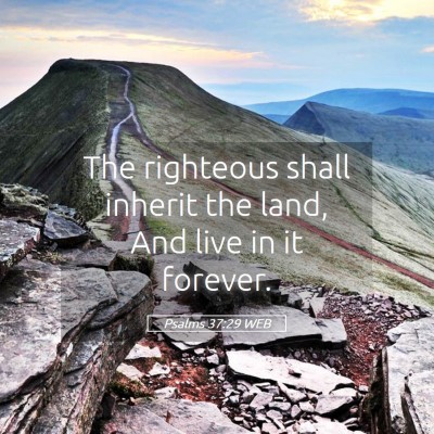 Picture 05 - Psalms 37:29 WEB - The righteous shall inherit the land, And live in - Bible Verse Picture