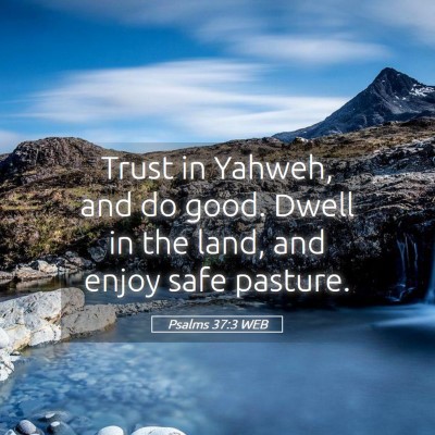 Picture 05 - Psalms 37:3 WEB - Trust in Yahweh, and do good. Dwell in the land, - Bible Verse Picture