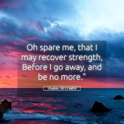 Picture 05 - Psalms 39:13 WEB - Oh spare me, that I may recover strength, Before - Bible Verse Picture