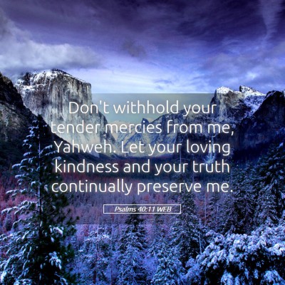 Picture 05 - Psalms 40:11 WEB - Don't withhold your tender mercies from me, - Bible Verse Picture