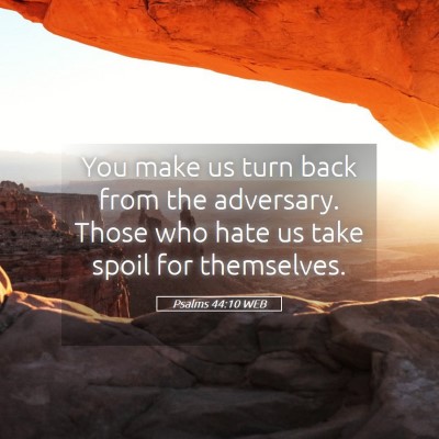 Picture 05 - Psalms 44:10 WEB - You make us turn back from the adversary. Those - Bible Verse Picture