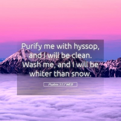 Picture 05 - Psalms 51:7 WEB - Purify me with hyssop, and I will be clean. Wash - Bible Verse Picture