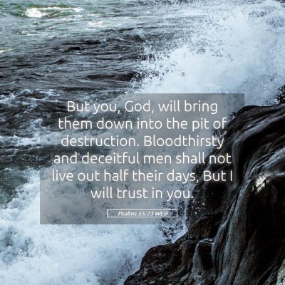 Picture 05 - Psalms 55:23 WEB - But you, God, will bring them down into the pit - Bible Verse Picture