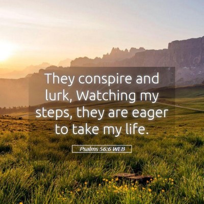 Picture 05 - Psalms 56:6 WEB - They conspire and lurk, Watching my steps, they - Bible Verse Picture