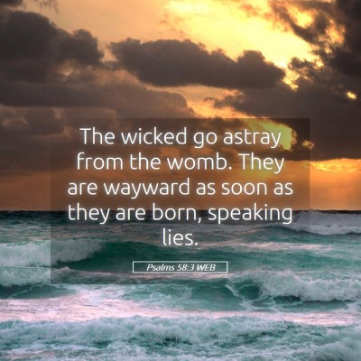 Picture 05 - Psalms 58:3 WEB - The wicked go astray from the womb. They are - Bible Verse Picture
