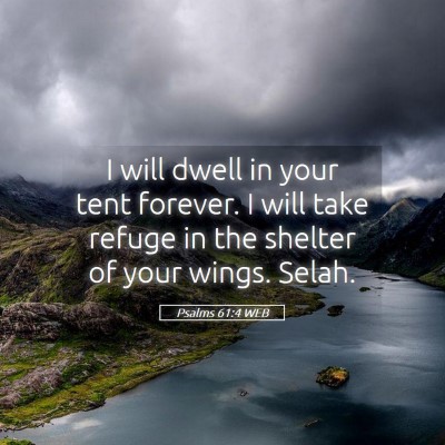 Picture 05 - Psalms 61:4 WEB - I will dwell in your tent forever. I will take - Bible Verse Picture