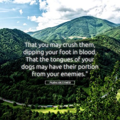 Picture 05 - Psalms 68:23 WEB - That you may crush them, dipping your foot in - Bible Verse Picture