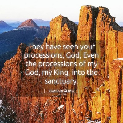 Picture 05 - Psalms 68:24 WEB - They have seen your processions, God, Even the - Bible Verse Picture