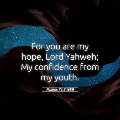 Picture 05 - Psalms 71:5 WEB - For you are my hope, Lord Yahweh; My confidence - Bible Verse Picture