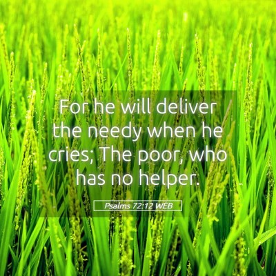 Picture 05 - Psalms 72:12 WEB - For he will deliver the needy when he cries; The - Bible Verse Picture