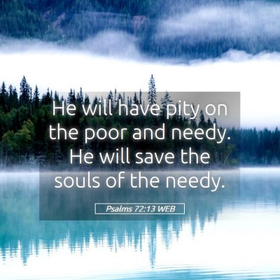Picture 05 - Psalms 72:13 WEB - He will have pity on the poor and needy. He will - Bible Verse Picture
