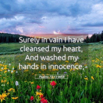 Picture 05 - Psalms 73:13 WEB - Surely in vain I have cleansed my heart, And - Bible Verse Picture
