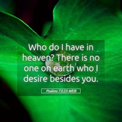 Picture 05 - Psalms 73:25 WEB - Who do I have in heaven? There is no one on earth - Bible Verse Picture