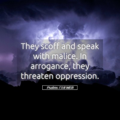 Picture 05 - Psalms 73:8 WEB - They scoff and speak with malice. In arrogance, - Bible Verse Picture