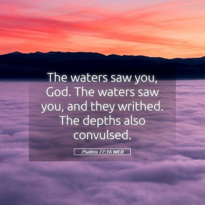 Picture 05 - Psalms 77:16 WEB - The waters saw you, God. The waters saw you, and - Bible Verse Picture