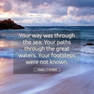 Picture 05 - Psalms 77:19 WEB - Your way was through the sea; Your paths through - Bible Verse Picture