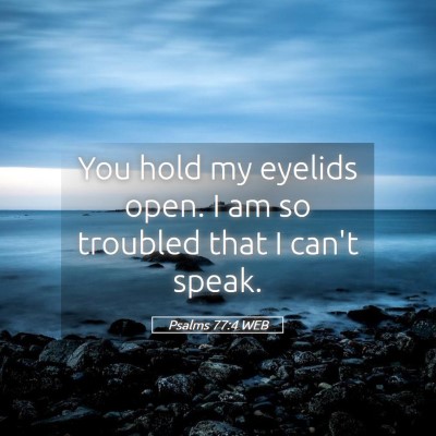 Picture 05 - Psalms 77:4 WEB - You hold my eyelids open. I am so troubled that I - Bible Verse Picture