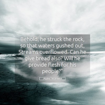 Picture 05 - Psalms 78:20 WEB - Behold, he struck the rock, so that waters gushed - Bible Verse Picture