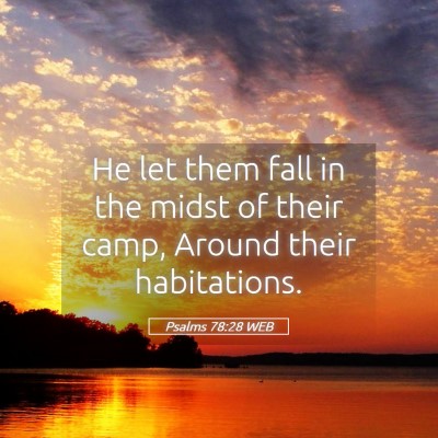 Picture 05 - Psalms 78:28 WEB - He let them fall in the midst of their camp, - Bible Verse Picture