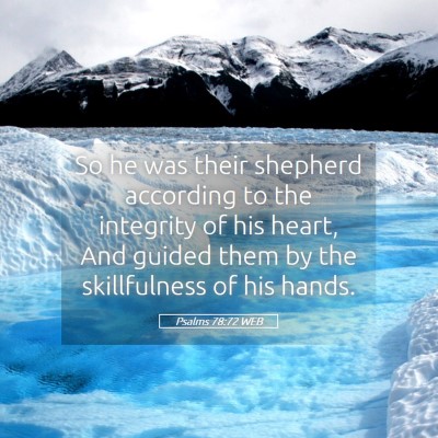 Picture 05 - Psalms 78:72 WEB - So he was their shepherd according to the - Bible Verse Picture