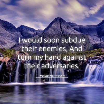 Picture 05 - Psalms 81:14 WEB - I would soon subdue their enemies, And turn my - Bible Verse Picture
