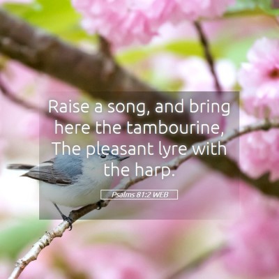 Picture 05 - Psalms 81:2 WEB - Raise a song, and bring here the tambourine, The - Bible Verse Picture