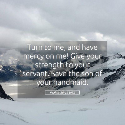 Picture 05 - Psalms 86:16 WEB - Turn to me, and have mercy on me! Give your - Bible Verse Picture